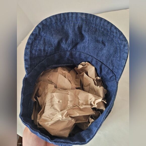 Denim Conductor Hat Dark Wash Handmade Cotton Y2K Grunge 90s Newsboys - Picture 6 of 6